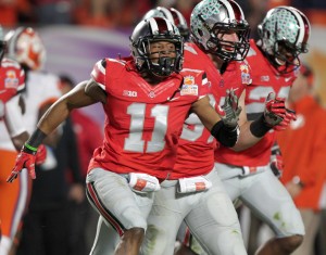 Vonn Bell had an interception in his first career start vs. Clemson in the Orange Bowl last year. He has had a huge impact as a sophomore this year as the Buckeyes chase a national title. Photo taken by Marvin Fong (The Plain Dealer)